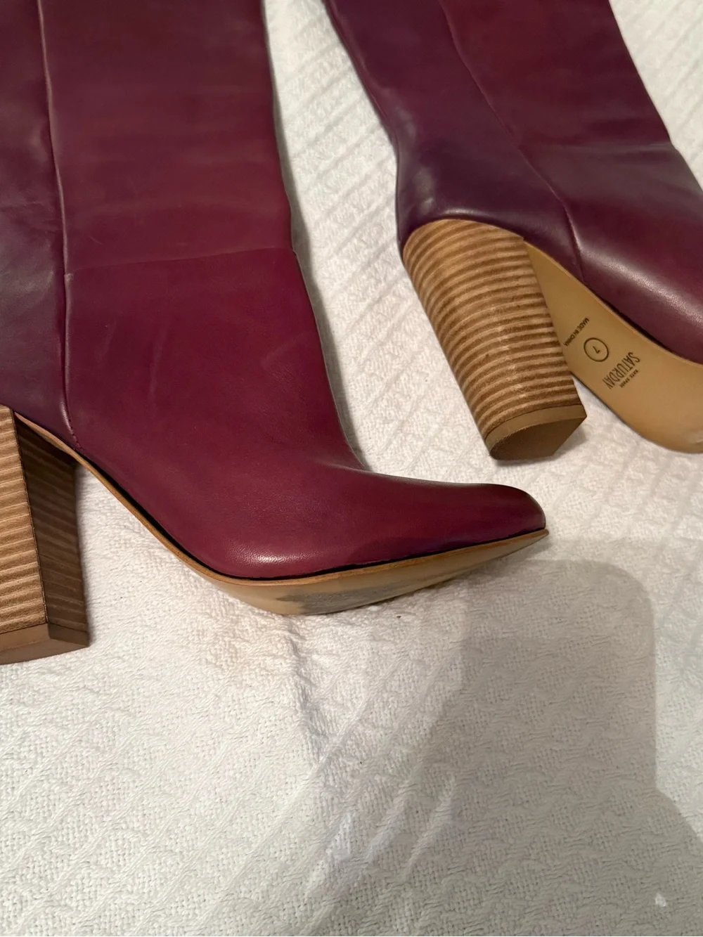 kate spade Burgundy Leather Knee-High Heeled Boots